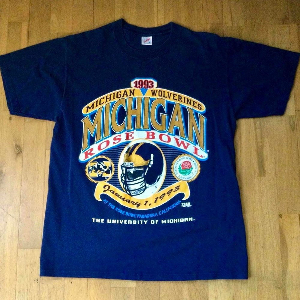 1993 Vintage Michigan Wolverines Shirt L - Rose Bowl Champions